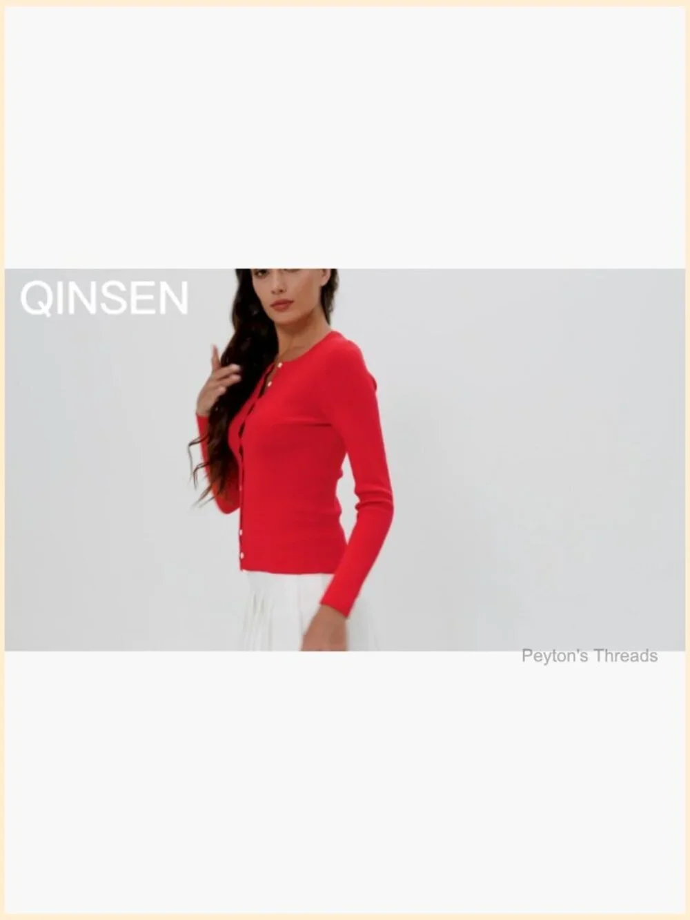 Long Sleeve Crewneck Cardigan Sweater Lightweight Button Down Knit Top